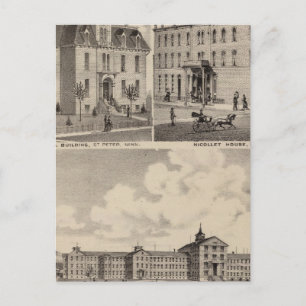 Insane Hospital, Public School Building, Minnesota Postcard