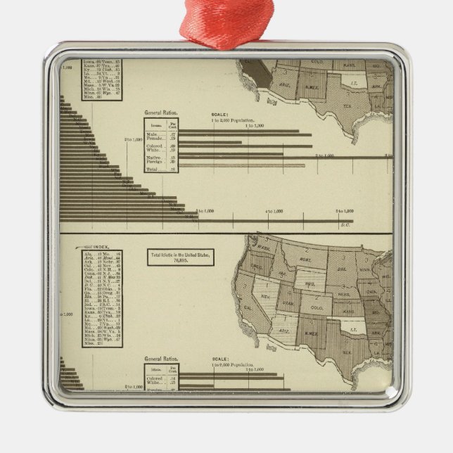 Insane, Idiotic, Blind statistical map Metal Ornament (Front)