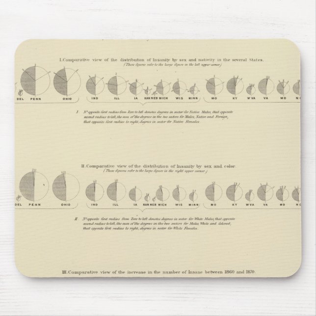 Insane, Statistical US Lithograph 1870 Mouse Pad (Front)