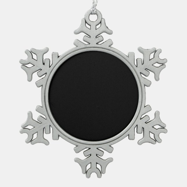 Insanely Black (The Darkest Black) CUSTOMIZABLE Snowflake Pewter Christmas Ornament (Front)