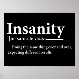 Insanity Definition Funny Insanity Explanation Poster