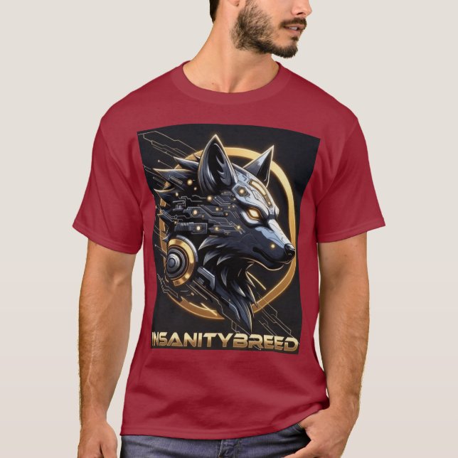 INSANITYBREED - Cybernetic Wolf Tech T-Shirt (AI A (Front)
