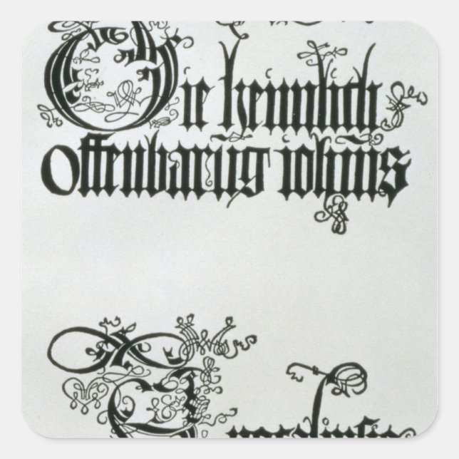 Inscriptions in Gothic script Square Sticker (Front)