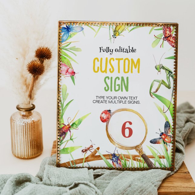 Insect Bugs Birthday Party Table Sign (Creator Uploaded)