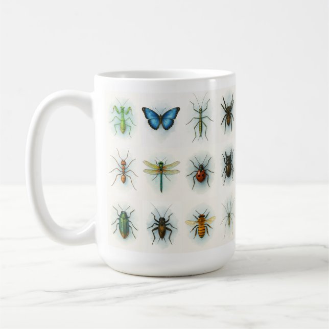 Insect collection watercolor paintings bug art  coffee mug (Left)