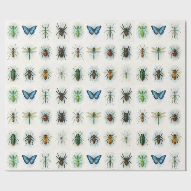 Insect collection watercolor paintings bug art  wrapping paper (Flat)