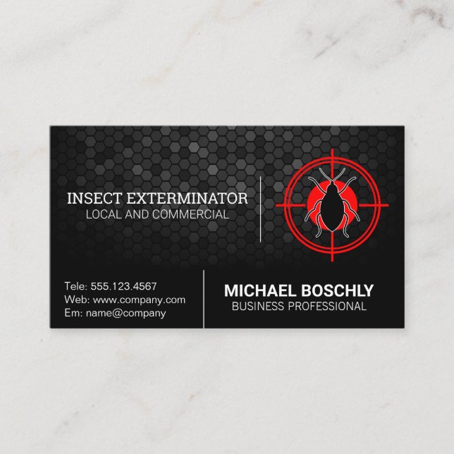 Insect Exterminator Logo | Pest Control Business Card (Front)