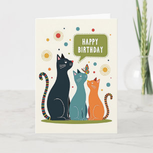 Insect Feline Birthday Card