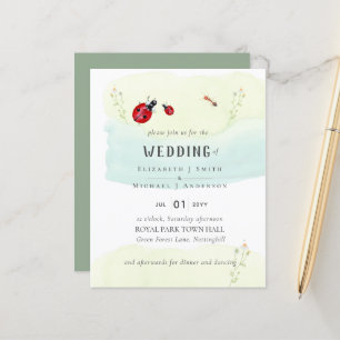 Insect Garden Pretty Watercolor WEDDING Invitation