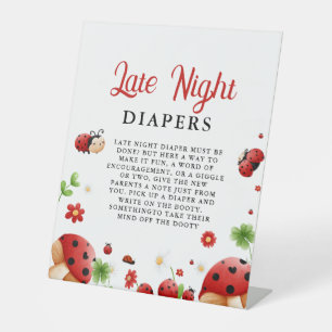 Insect Lady Late Night Diaper Baby Shower Game Pedestal Sign