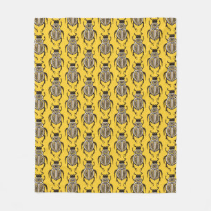 Insect Lover Yellow Decorative Beetle Art Fleece Blanket