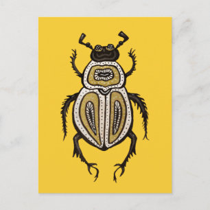 Insect Lover Yellow Decorative Beetle Art Postcard