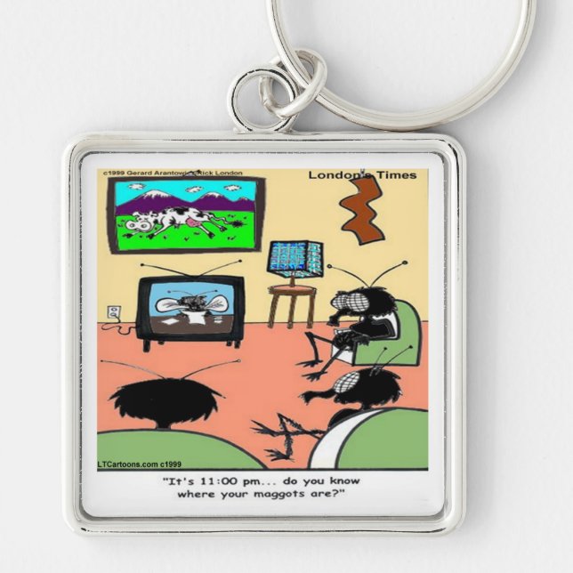 Insect Parents Funny Cartoon Key Ring (Front)