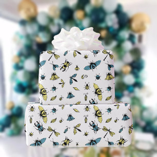 Insect Pattern White Wrapping Paper