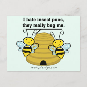 Insect Puns Bug Me Funny Bumble Bees Postcard