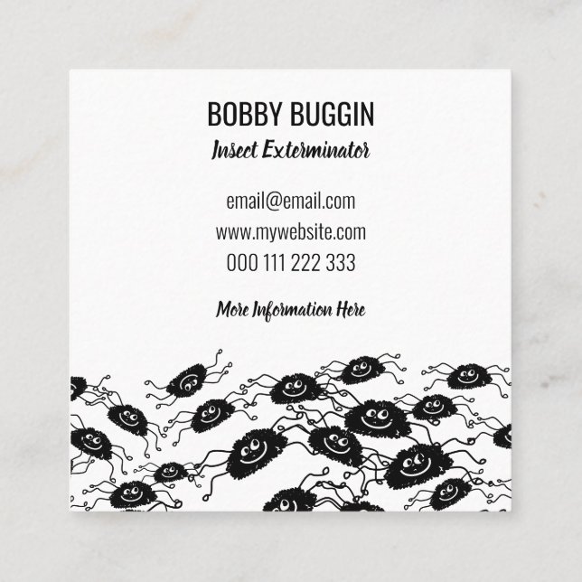 Insect Spider Bug Control Exterminator Template Square Business Card (Back)
