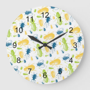 Insects and bugs boy playroom bedroom nursery deco large clock