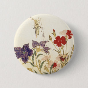 Insects and Flowers by Utamaro 6 Cm Round Badge