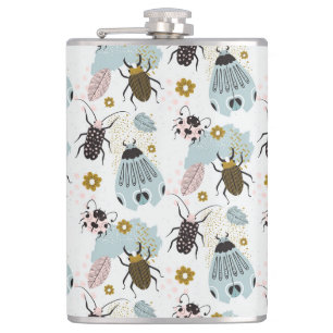 Insects and Flowers Hip Flask