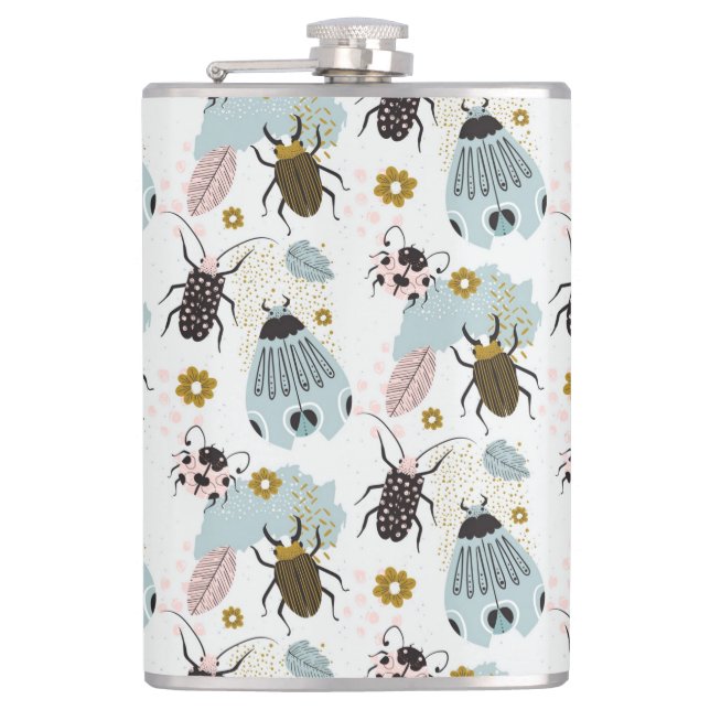 Insects and Flowers Hip Flask (Front)