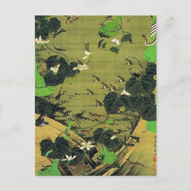 Insects by Pond Side Painting by Ito Jakuchu Postcard (Front)