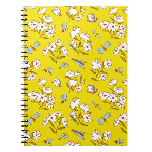 Insects Flowers Butterflies: Summer Seamless Patte Notebook (Front)