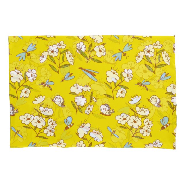 Insects Flowers Butterflies: Summer Seamless Patte Pillowcase (Front)