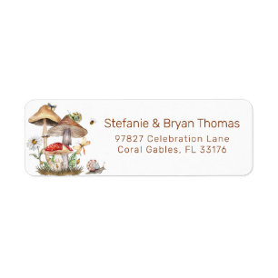 Insects & Mushroom Baby Shower Label   Whimsical W Return Address Label