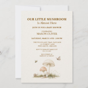 Insects Mushroom Woodland Nature Baby Shower Invitation