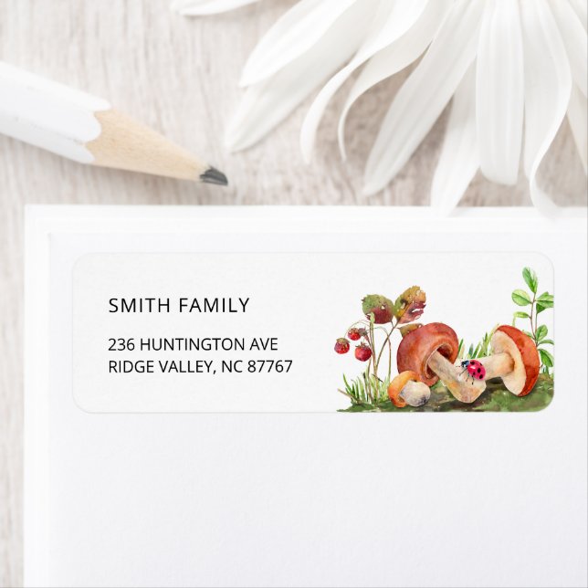 Insects Mushroom Woodland Nature Label Return Address Label (Insitu)