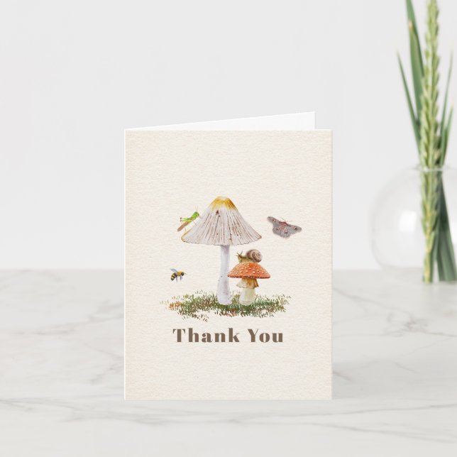 Insects Mushroom Woodland Nature Thank You Card (Front)