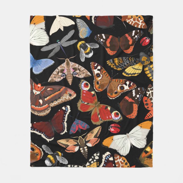 Insects seamless pattern fleece blanket (Front)