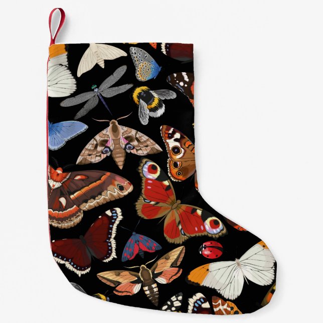Insects seamless pattern small christmas stocking (Front)