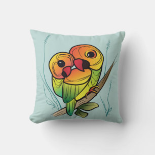 Inseparable Parrots Cushion