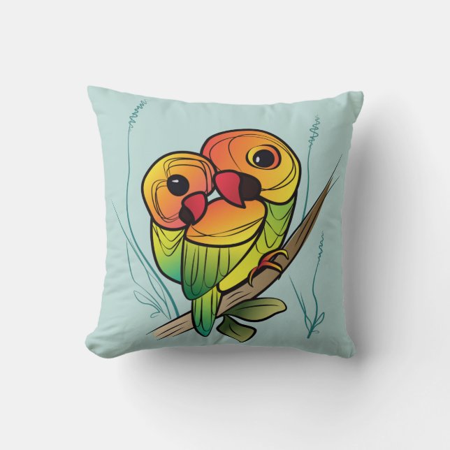 Inseparable Parrots Cushion (Front)