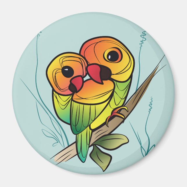 Inseparable Parrots Magnet (Front)