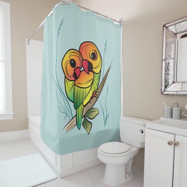 Inseparable Parrots Shower Curtain (In Situ)