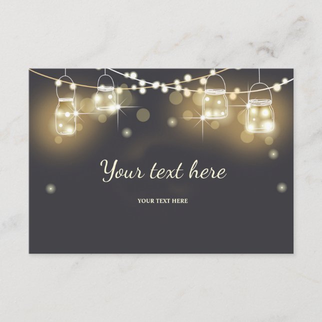 Insert card Rustic mason Jars Chalk string lights (Front)