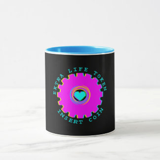 Insert Coin Retro Arcade Extra Life Gamer Heart Mug