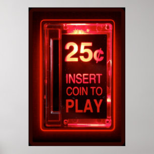 Insert coin retro arcade poster
