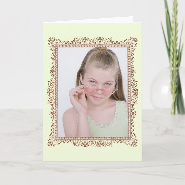 Insert Family Photo Antique Pink Frame Card (Front)