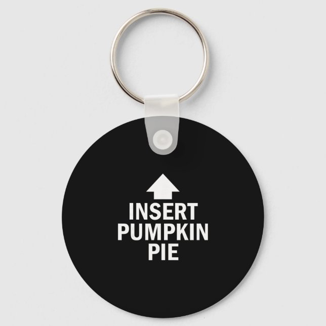 Insert Pumpkin Pie Thanksgiving Pointing Arrow To  Key Ring (Front)