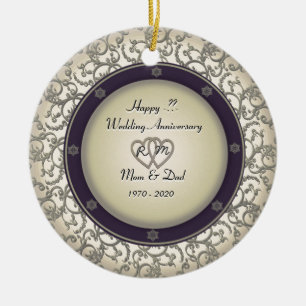 Insert Years Wedding Anniversary Ceramic Ornament