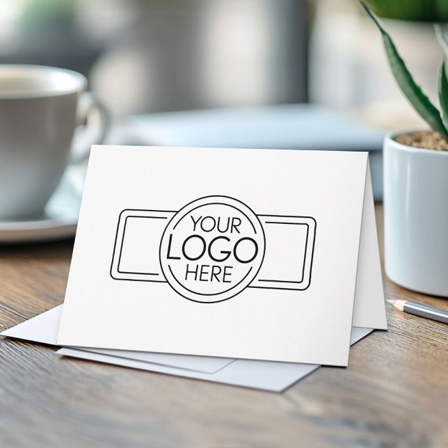 Insert Your Logo on front - QR Code Back Note Card (Custom Logo Thank You Note Card - Optional QR Code on Back)