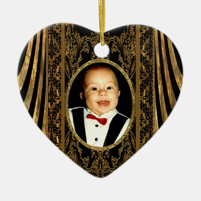 Insert your own photo heart ceramic tree decoration (Front)