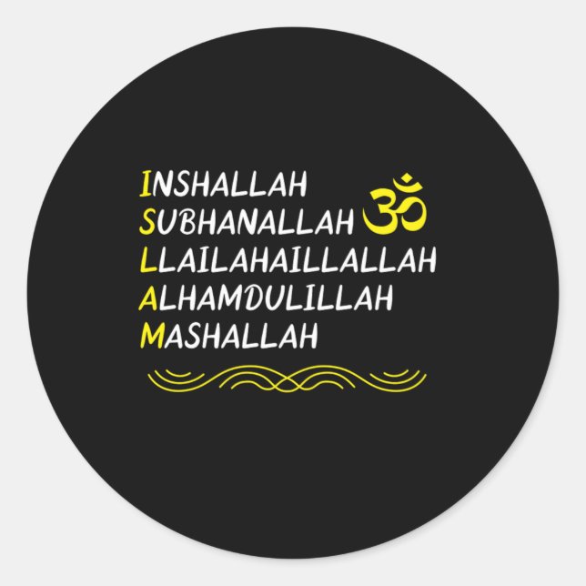 Inshallah Mashallah Muslim Islam Allah Mosque Gift Classic Round Sticker (Front)