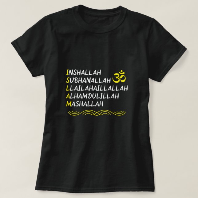 Inshallah Mashallah Muslim Islam Allah Mosque Gift T-Shirt (Design Front)