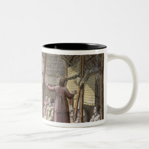 Inside a house in Alaska (colour engraving) Two-Tone Coffee Mug
