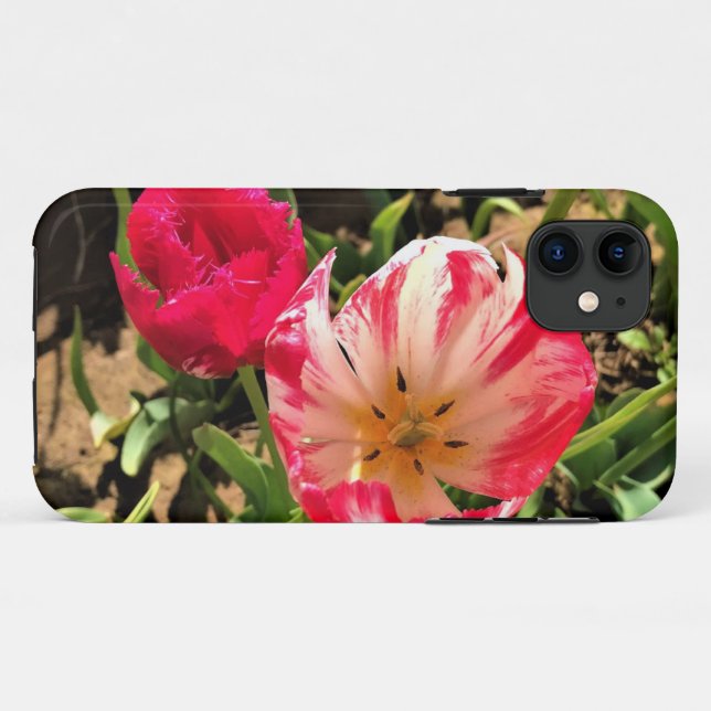 Inside a Pink & White Tulip Case-Mate iPhone Case (Back (Horizontal))