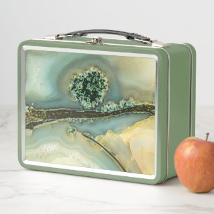 Inside a semi-precious stone metal lunch box